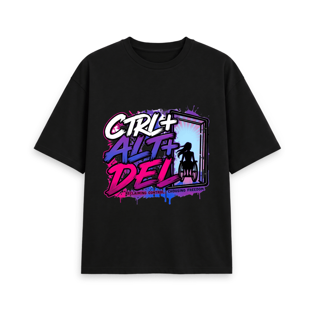 Black DJ Kat – Ctrl + Alt + Del Women’s Oversized Organic T-shirt
