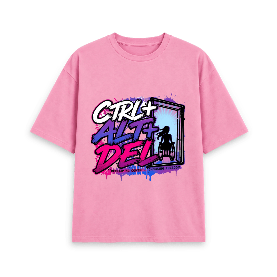Rose Pink DJ Kat – Ctrl + Alt + Del Women’s Oversized Organic T-shirt