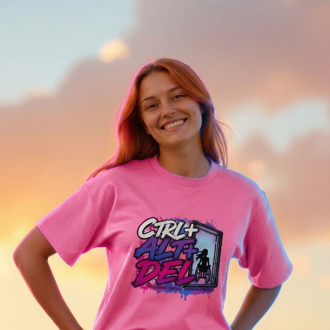 DJ Kat Ctrl + Alt + Del oversized organic T-shirt – rose pink lifestyle mockup