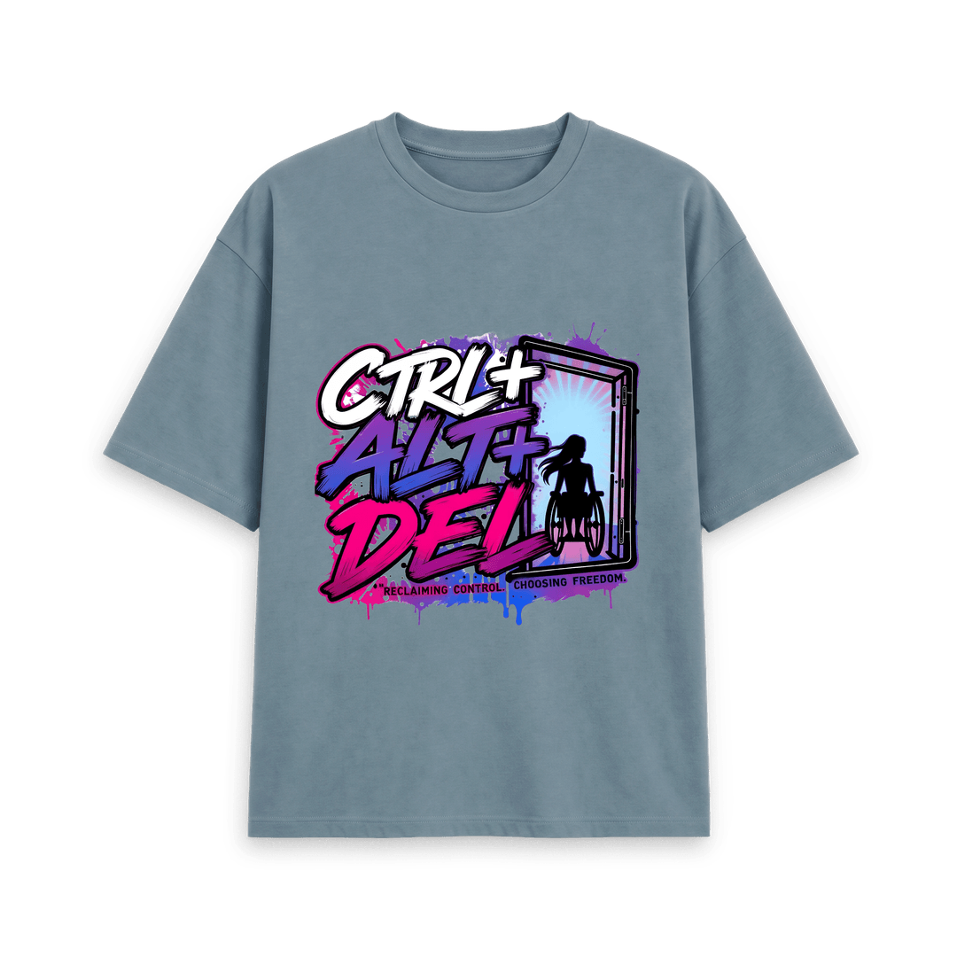 Stone Blue DJ Kat – Ctrl + Alt + Del Women’s Oversized Organic T-shirt