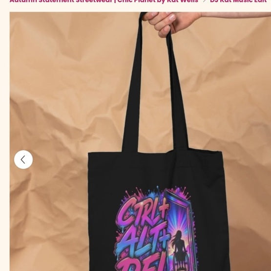CTRL ALT DEL black tote – cropped from supplied Teemill screenshot
